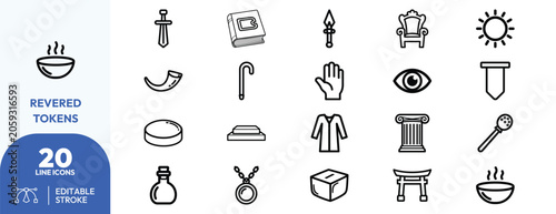 Fotografía Refined Revered Cultural Symbols Outline Clipart Collection.