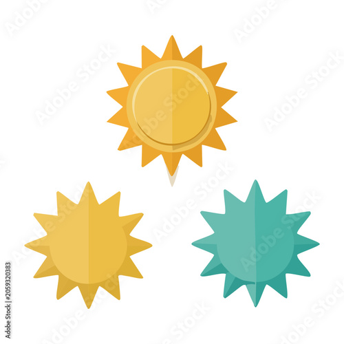 Flat design sun and stars icon set