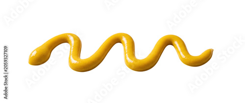 Yellow mustard sauce swirl on transparent background