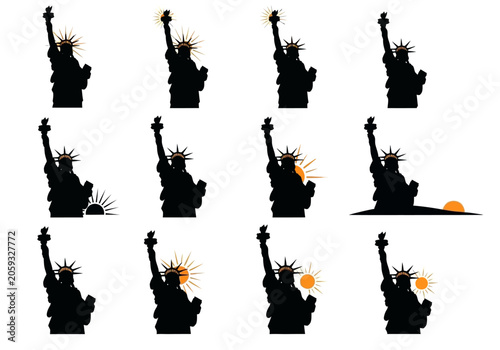 Statue of Liberty Sun Silhouette Collection