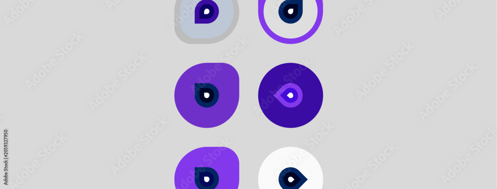 Obraz premium Abstract circles, varying shades purple, white. Concentric rings create eyelike designs. Minimalist, modern aesthetic. Simple geometric shapes dominate composition.