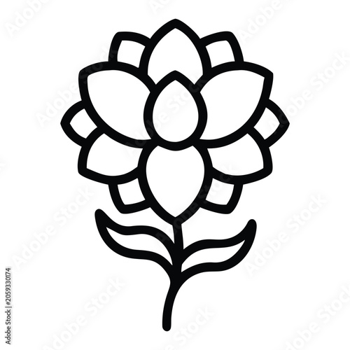 Vintage engraved dahlia flower outline vector isolated floral illustration for premium design projects