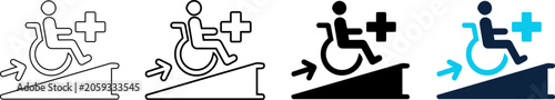 Set of wheelchair ramp access icons editable line icons and editable vector illustration