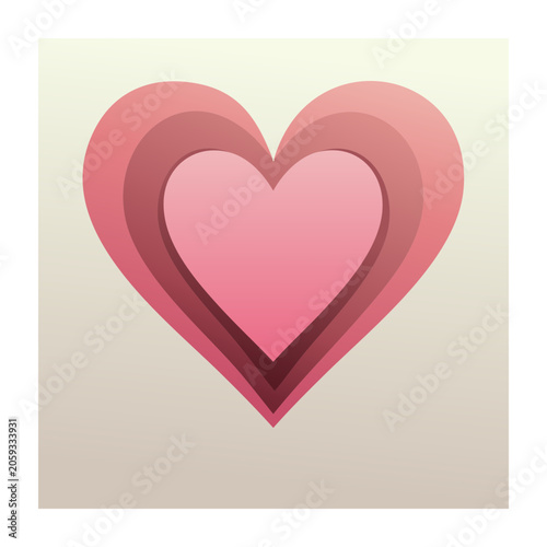 Pink layered heart illustration on beige background