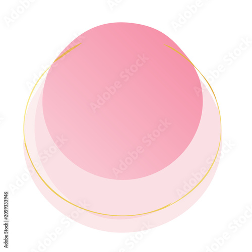 Pink macaron illustration with gold outline