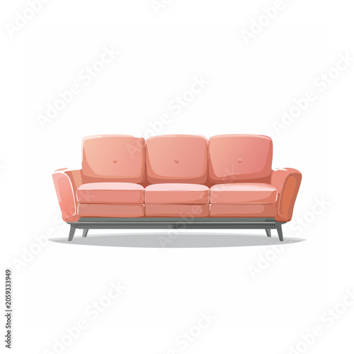 Pink Sofa Flat Design Illustration