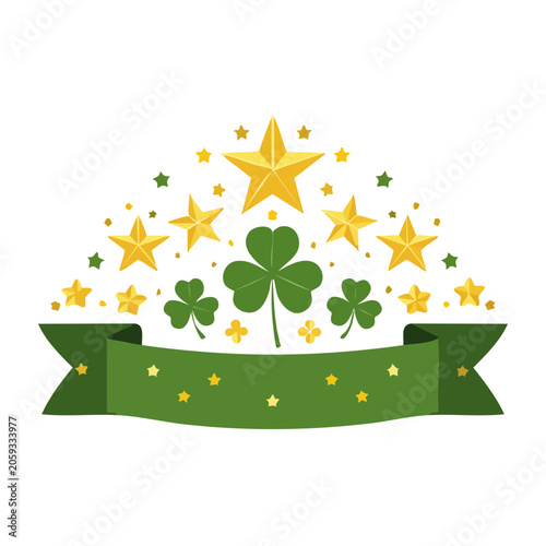 St. Patrick's Day banner with shamrocks and stars