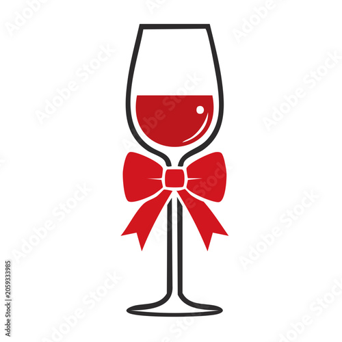 Red wine glass with bow icon