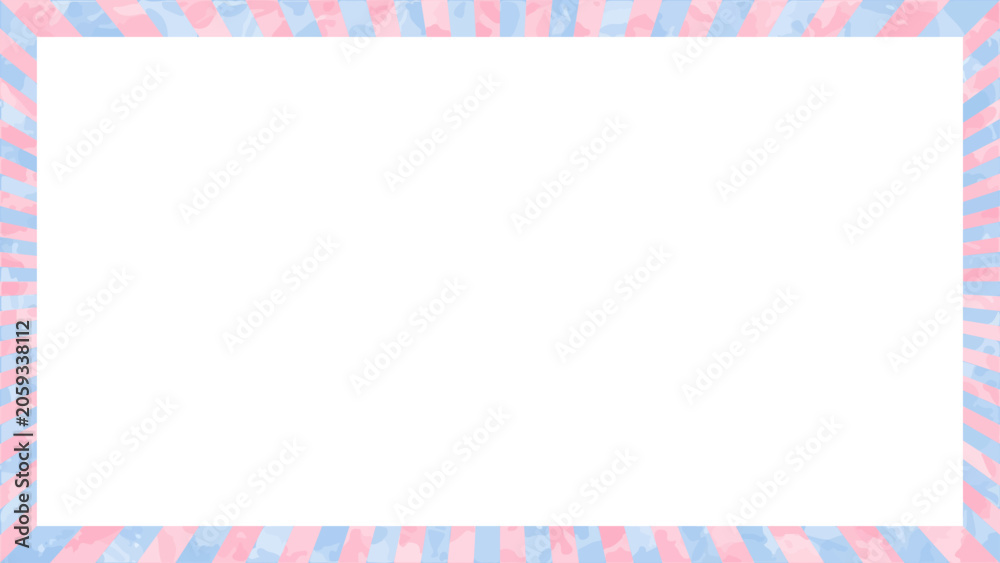 Fototapeta premium ストライプ柄のフレーム、縞模様、背景、水彩風、16:9サイズ