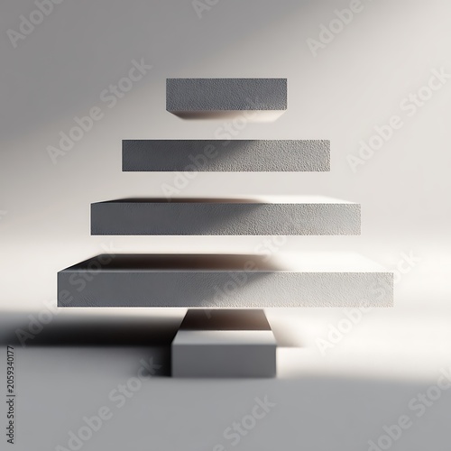 Abstract Geometric Shapes Floating in Light.