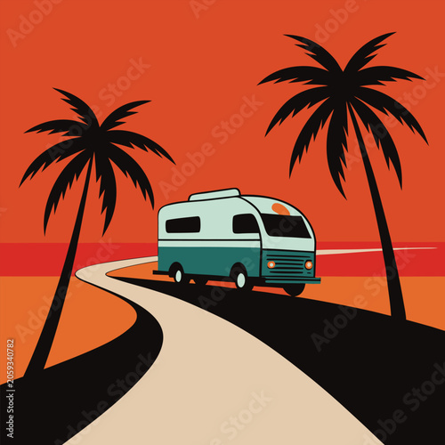 Retro car on the beach
