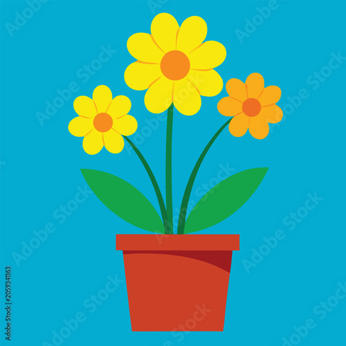 Yellow flower in pot