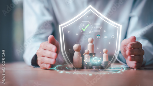 Risk manager implementing financial protection strategies to safeguard assets, minimize investment risks, strengthen wealth preservation, ensure financial security, proactive risk management.
