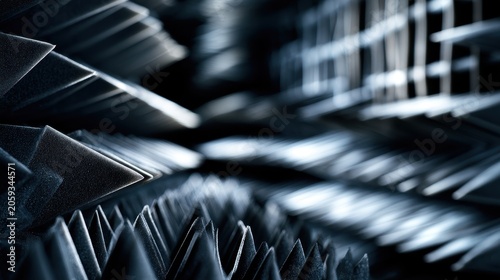 Abstract dark background of an anechoic chamber foam wall