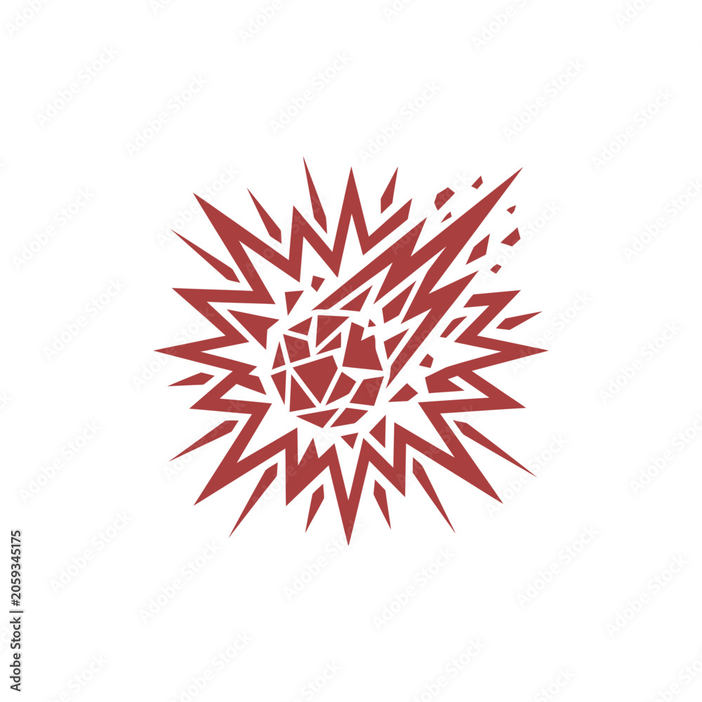 Fototapeta premium Stylized Red Meteorite Impact Icon Vector Illustration