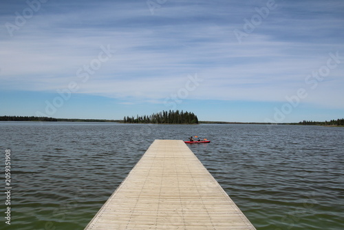 wooden pier on the lake, Elk Island National Park, Alberta