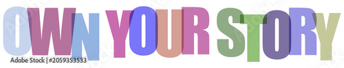 Foto Own your story text with pastel colors on checkered background for empowerment