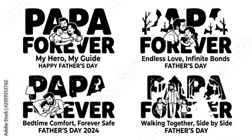 Fotografie Father's Day Silhouette Typography Designs Celebrating Family Love and Bonds