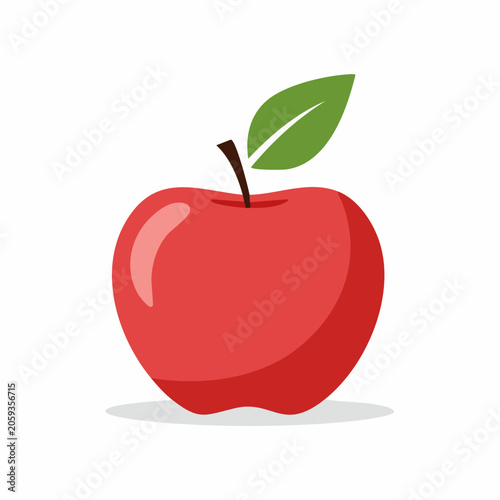 Red Apple with Green Leaf Icon