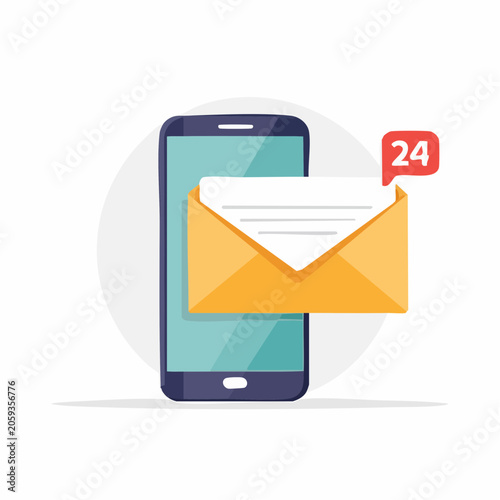 Smartphone with incoming email notification
