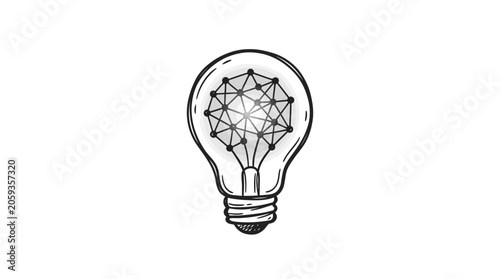 Canvastavla Abstract network inside a light bulb, symbolizing innovation, ideas, and technol