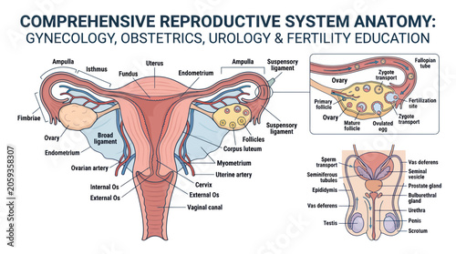 Schilderij op canvas Medical diagram of female and male human reproductive systems