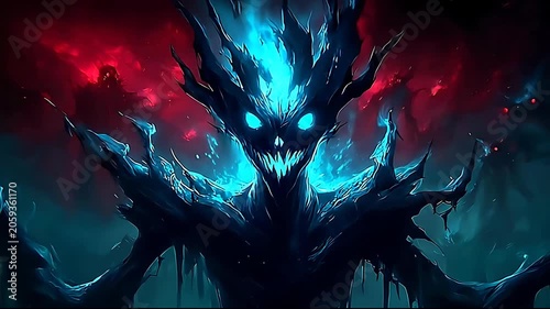 Glowing Blue Monster Fantasy Art.