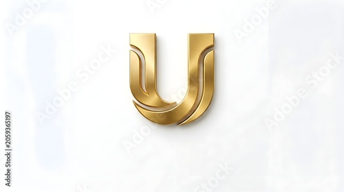 Stylish layered golden U monogram with compact vertical form and smooth metallic reflections, an elegant premium initial ideal for technology firms, consulting agencies, finance brands, media companie