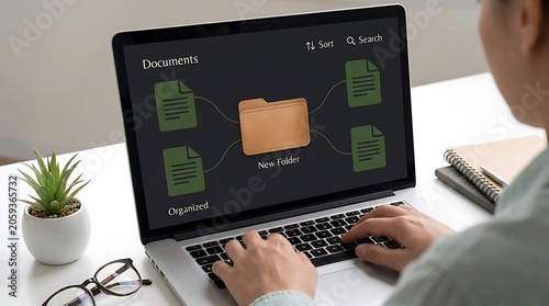Project Management Workflow Diagram Displayed On Laptop Screen