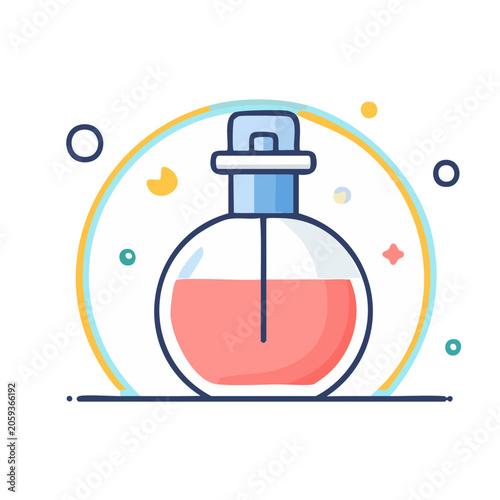 Flat design perfume bottle icon with spray nozzle