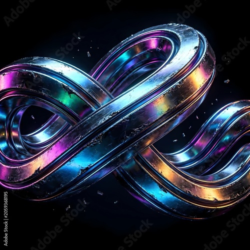 Trendy Y2K Acid Graphic Holographic Liquid Chrome Twisted Ribbon