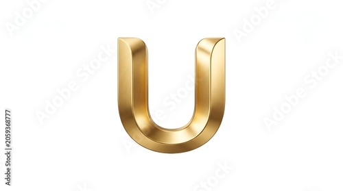 Simple bold golden letter U monogram with smooth 3D metallic finish and rounded base, minimalist premium initial logo ideal for tech startups, financial institutions, luxury retailers, automotive bran