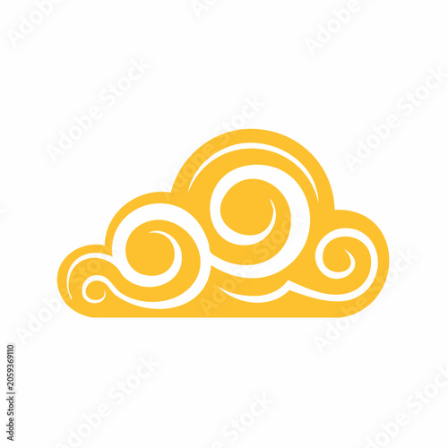 Stylized Yellow Cloud with Swirls