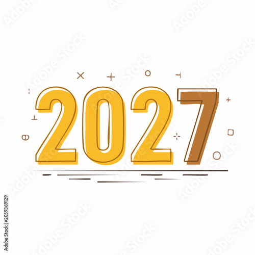 Year 2027 in stylized numbers with decorative elements