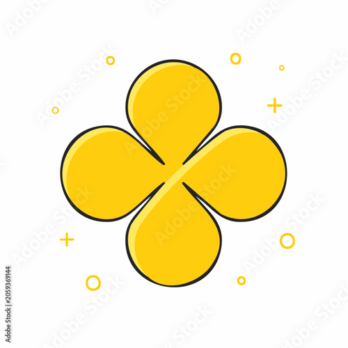 Yellow Clover Symbol with Abstract Elements