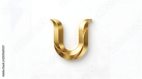Elegant double‑curve golden U logo with layered flowing metallic strokes and reflective highlights on white, a luxurious modern monogram perfect for beauty, wellness, fashion, hospitality, fintech and