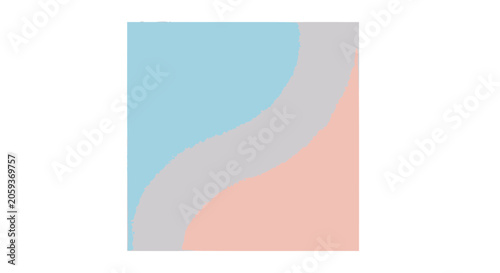 Abstract pastel square with blue and pink waves.