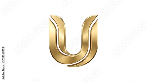 Smooth double‑stroke golden U logo with parallel 3D metallic lines and soft curves, elegant modern monogram suitable for luxury brands, fintech, beauty, hospitality, lifestyle apps and contemporary pr