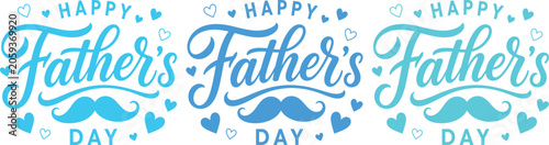 Happy father's day greeting card design with mustache and hearts