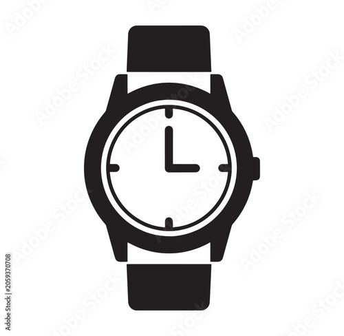 Wristwatch icon featuring a simple clock face accessory timepiece chronograph minimalist business punctual deadline schedule measurement illustration precision planning