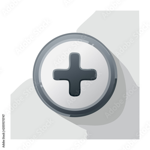 Gray plus sign icon on transparent background