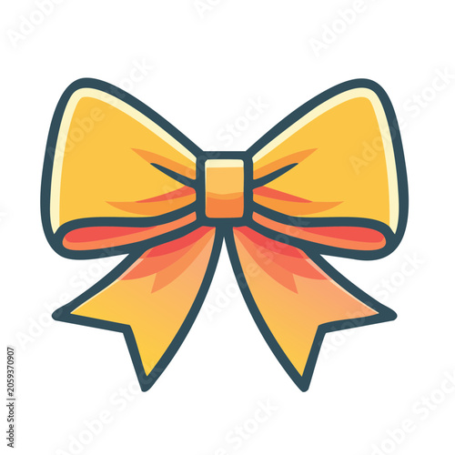 Yellow bow ribbon illustration on transparent background