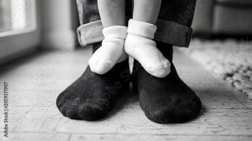 Baby Feet Standing on Father's Feet – Father's Day Concept