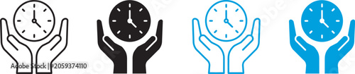 Foto Save time icon vector set, clock stopwatch productivity efficiency symbols in multiple styles for business workflow management systems and modern corporate design applications