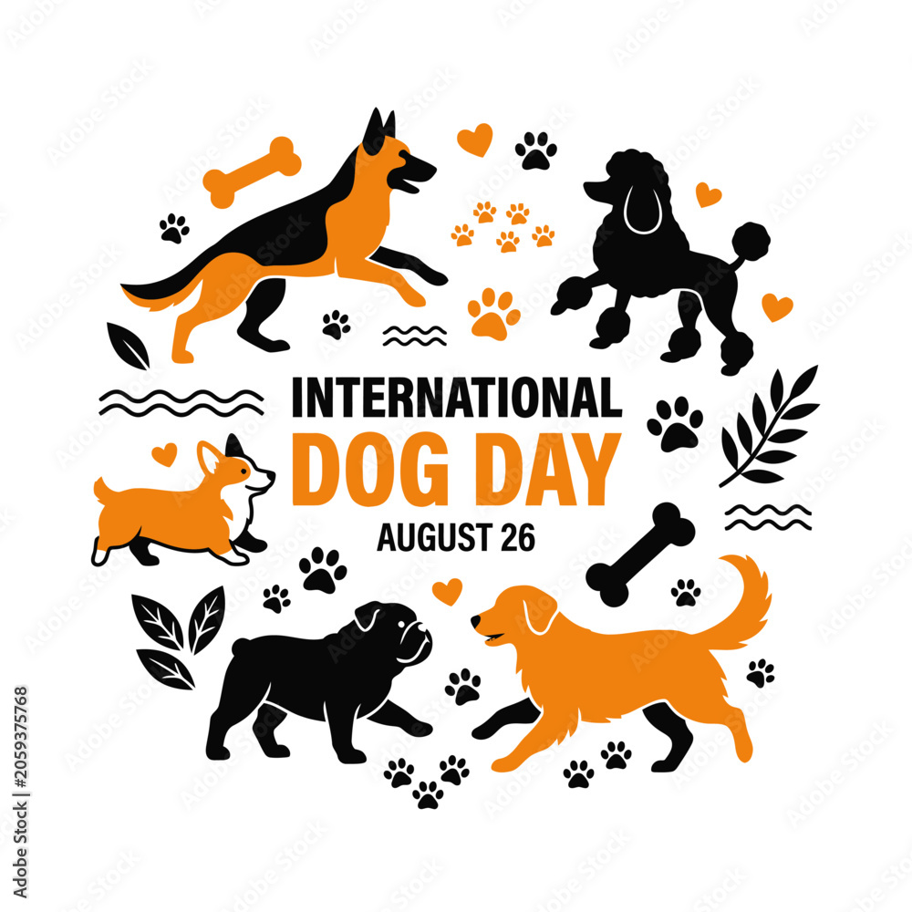Obraz premium International Dog Day August 26 Celebration with Dog Breeds
