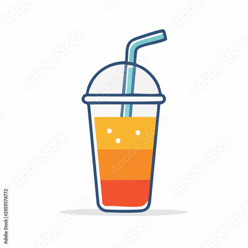 Layered Orange Drink with Straw