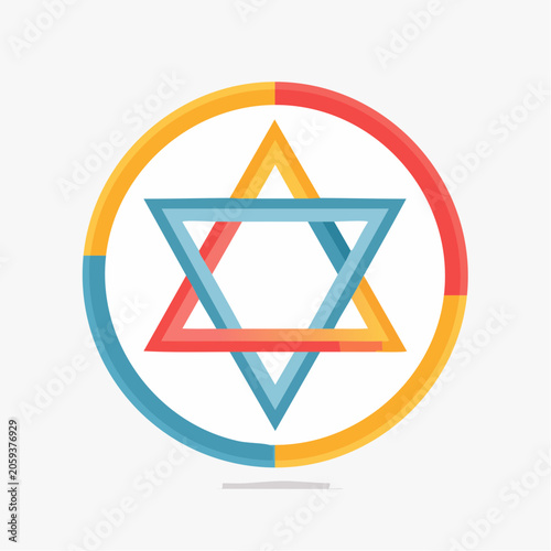 Star of David in a Circle with Optical Illusion Effect