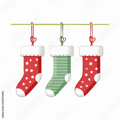 Three Christmas Stockings Hanging