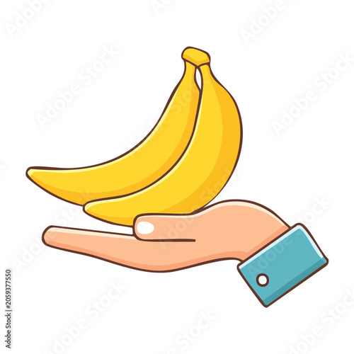 Flat design illustration of hand holding bananas