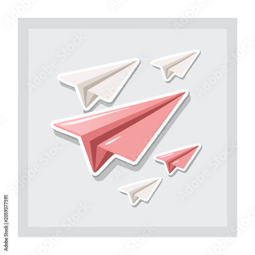 Flat Design Paper Airplanes Illustration